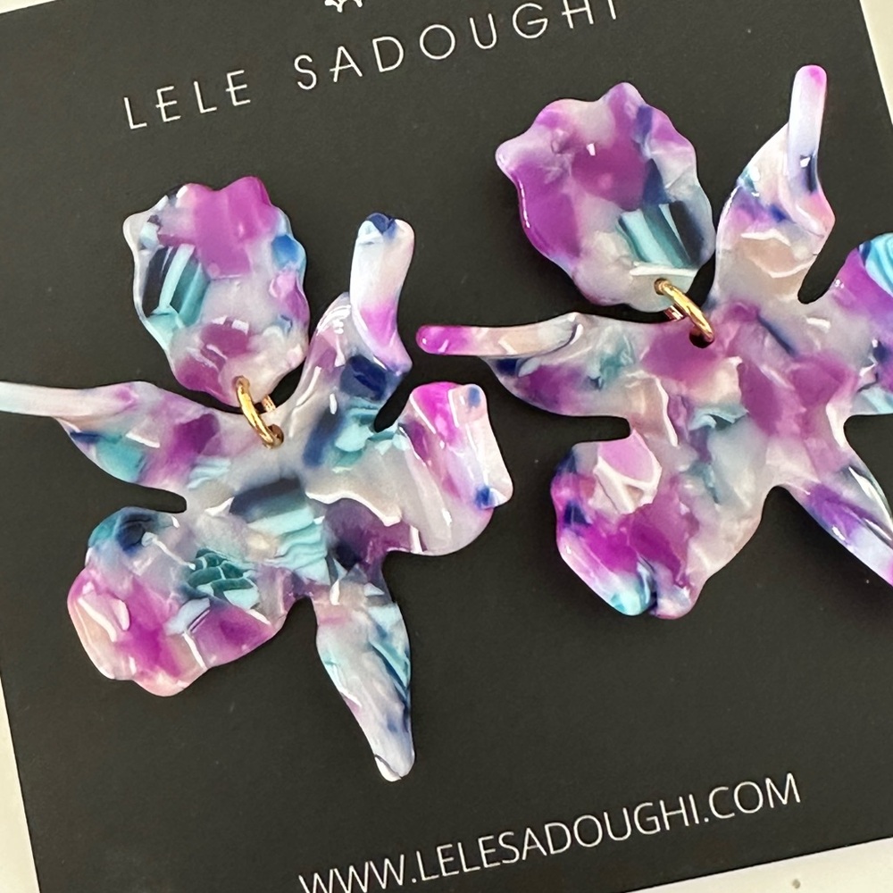 Lele Sadoughi Purple Floral Earrings - Picture 3 of 7